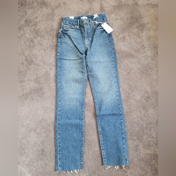 NWT good american good classic hi rise raw hem denim - Picture 3 of 4